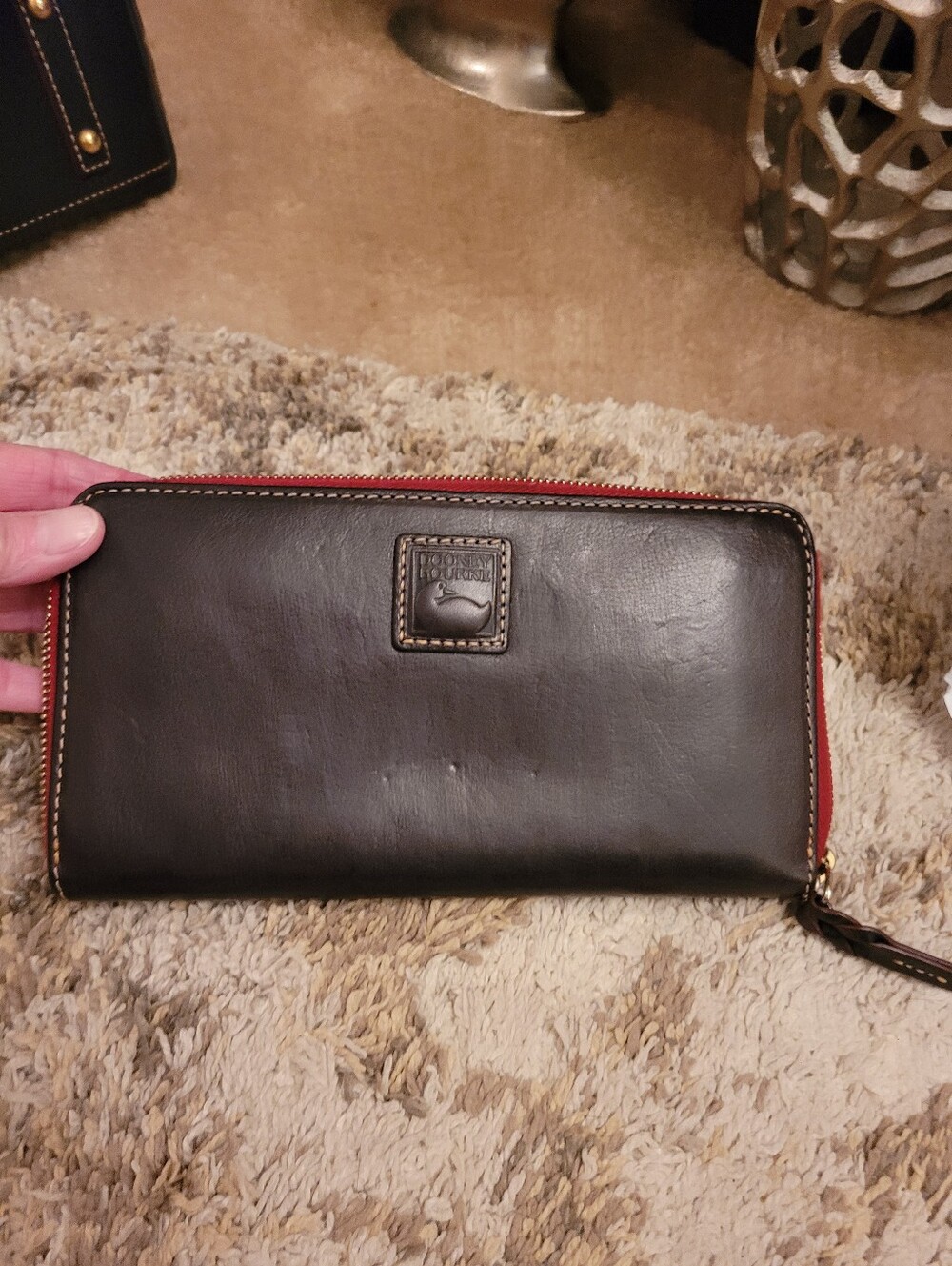 Dooney and Bourke Black Florentine Large Zip Wallet